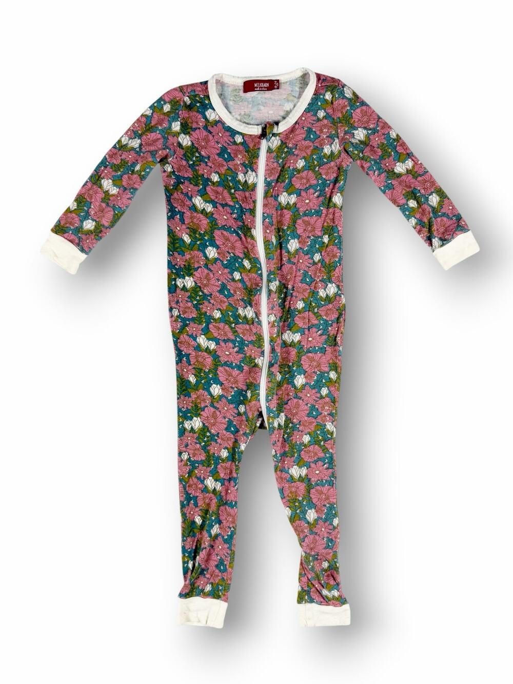 Milkbarn Vintage Floral Bamboo Zipper Pajama 18–24 Months